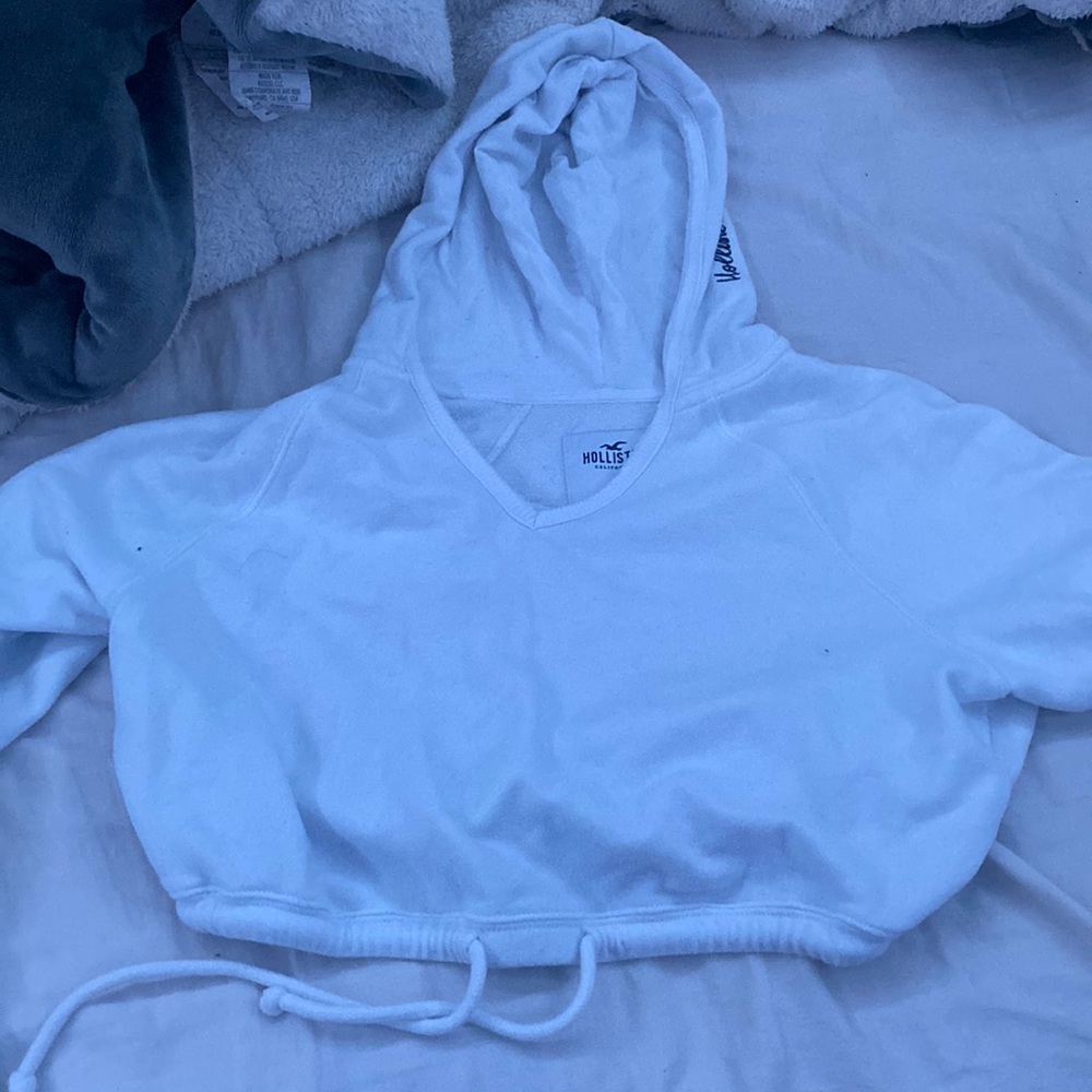 White Hollister Cropped Sweater
